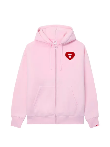 Hanorac cu glugă Apee™ By *a Bathing Ape® cu motiv cu inimi cu autograf roz