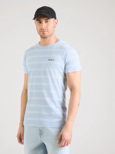 Pepe Jeans Tričko svetlomodrá / svetlooranžová biela