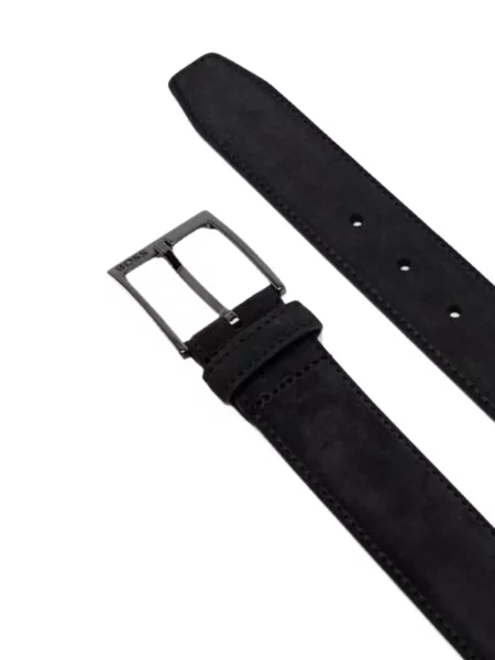 Cu centură curea Boss din piele de căprioară cu cataramă negru