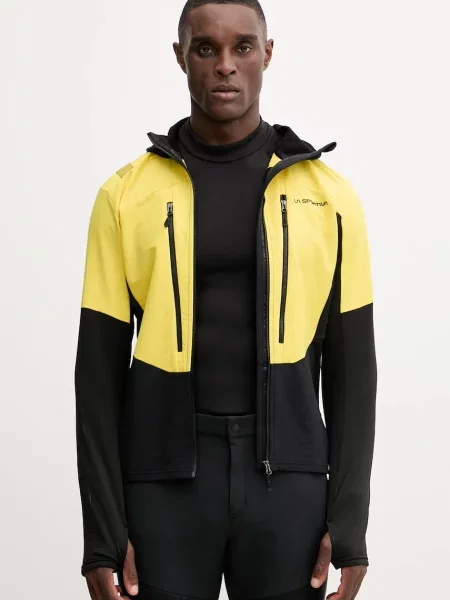 Суичър с качулка La Sportiva с качулка с принт жълто