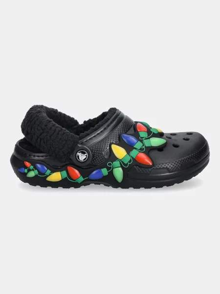 Crocs kapcie Classic Lined Holiday Lights Clog czarny