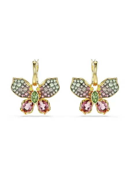 Swarovski Fülbevalók / arany / zöld / rózsaszín sárga