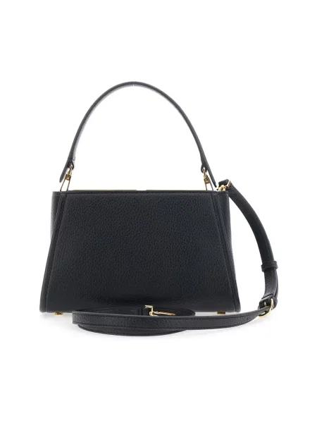 Shopperka Elisabetta Franchi skórzana z logo czarna