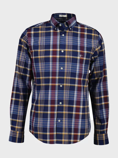 Картата класична сорочка Gant з попліну синя