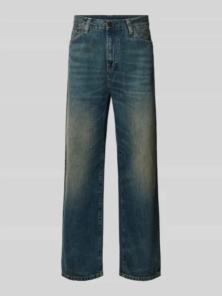 Jeansy o kroju straight fit z czystej bawełny model Aaron' Carhartt Work In Progress niebieskie