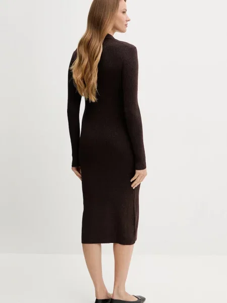 Сукня з додаванням вовни Saint Barth midi облягаюча коричневий