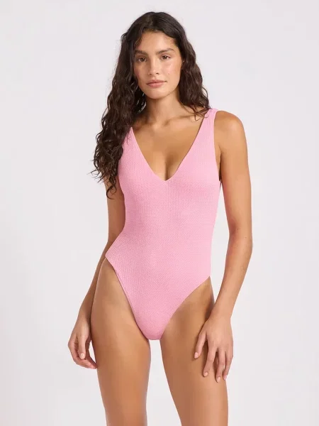 Seafolly jednodílné plavky Deep V Neck růžové