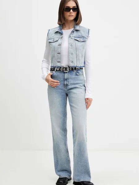 HUGO blugi wide leg de damă albastru