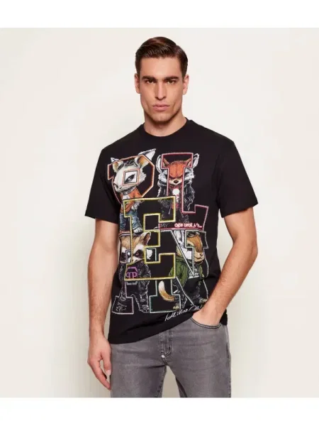 Philipp Plein Tricou College Animals Outline negru