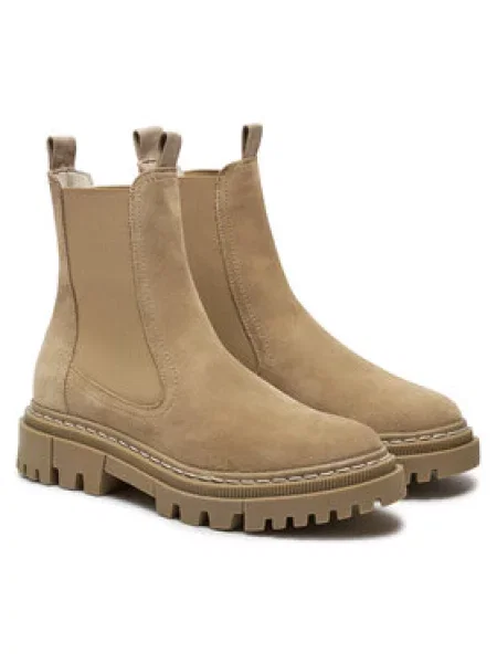 Velurové chelsea boots Tamaris béžové