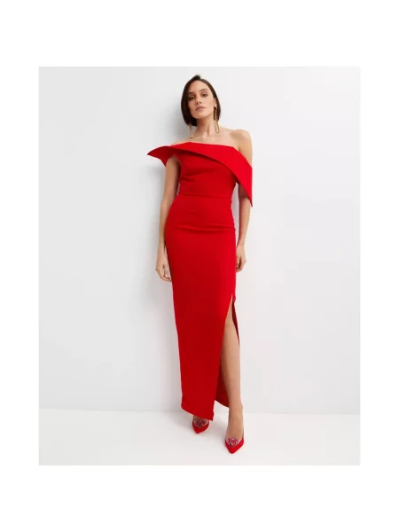 Sukienka maxi Roland Mouret wełniana czerwona