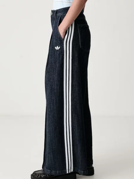Adidas Originals дънки wide leg дамски Denim Pleats синьо