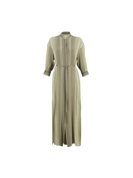 Jedwabna sukienka koszulowa Zeus+dione zielona