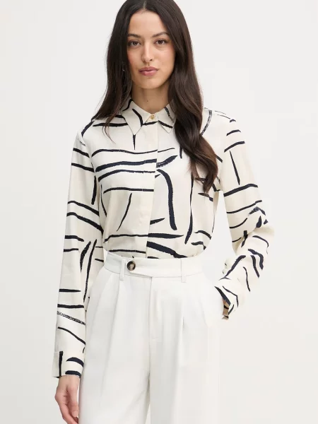Tommy Hilfiger košile z viskózy béžová