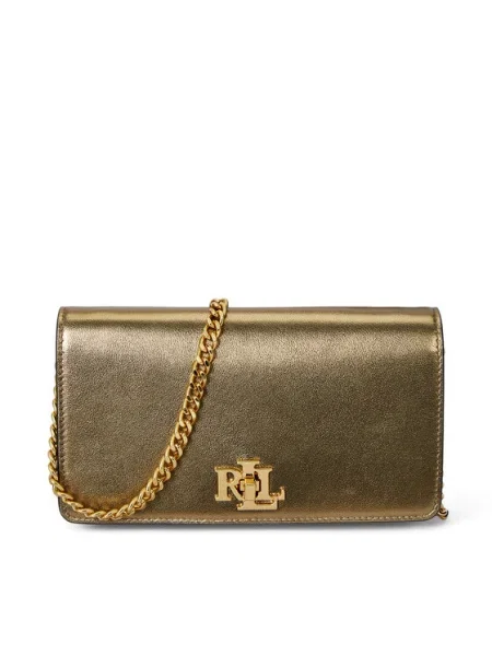 Кожена чанта Lauren Ralph Lauren златисто