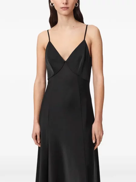 Rochie maxi Allsaints din satin cu bretele negru