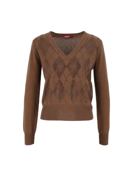 Sweter Max Mara Studio wełniany brązowy