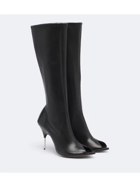 Cizme Amina Muaddi din piele negru