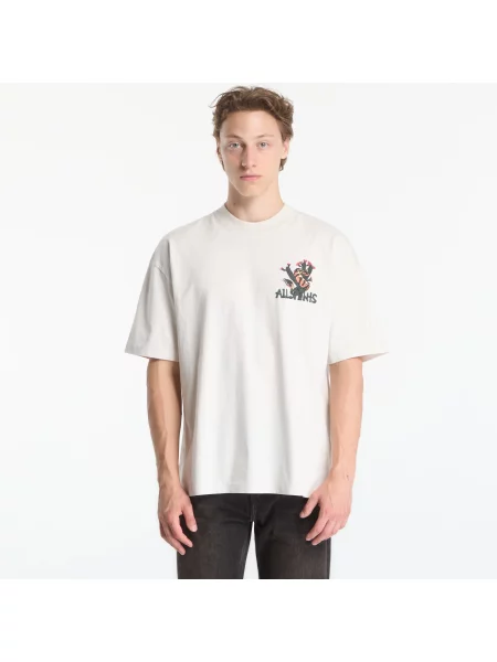 Tričko AllSaints Cacti Ss Crew Graphic T-Shirt Dusk White S bílé