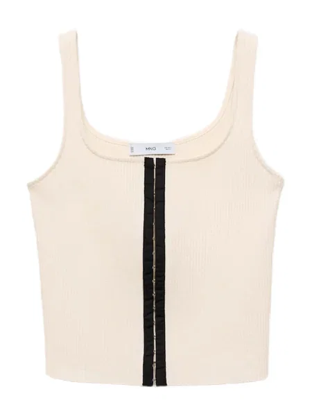 MANGO Top SUNE ecru negru