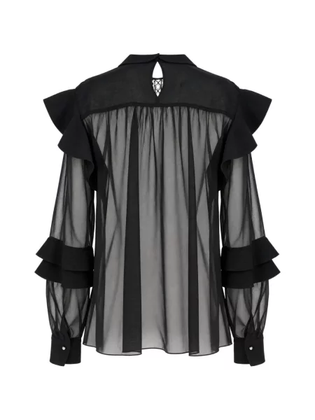 Bluză Lanvin cu volane din dantelă negru