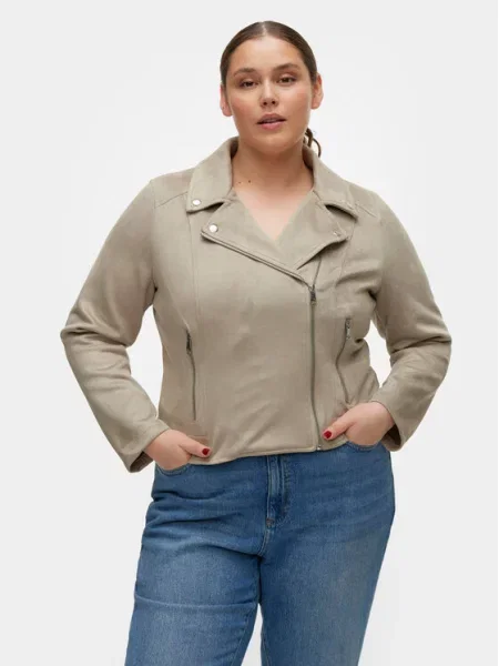 Vero Moda Curve Kurtka z imitacji skóry Jose szary