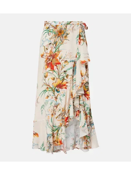 Fustă Etro cu model floral plic alb