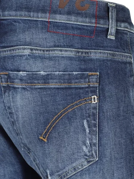 Skinny jeansy skinny Dondup z przetarciami niebieskie