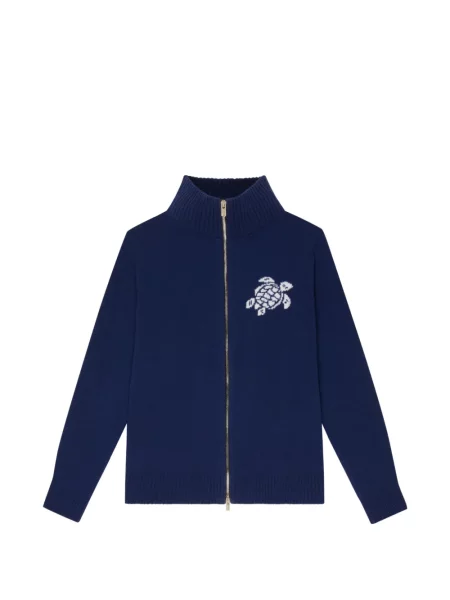 Žakárový kardigan Vilebrequin s autogramem modrý