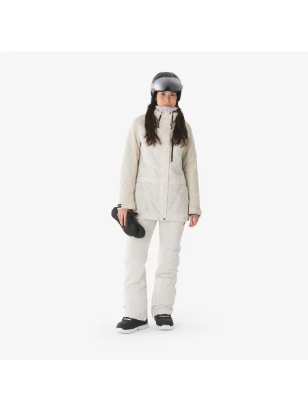 Kurtka narciarska i snowboardowa Quechua long beżowa