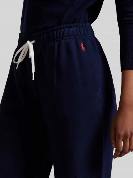 Spodnie dresowe z szerokimi nogawkami z mieszanka bawełny z wyhaftowane logo Polo Ralph Lauren granatowe