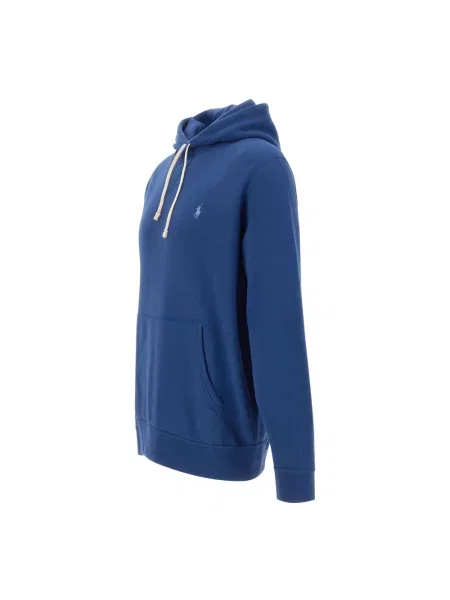 Polo Ralph Lauren bluza z kapturem z bawełną niebieska