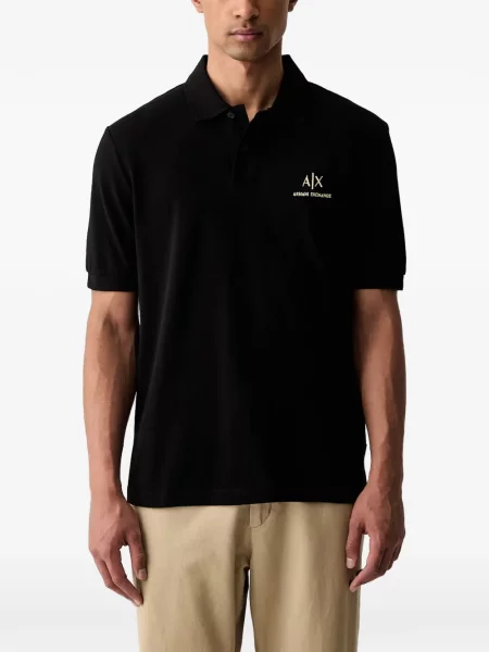 Tricou polo Armani Exchange cu broderie negru