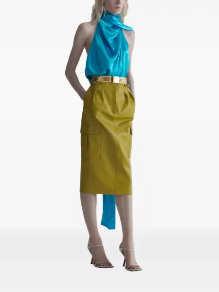 Топ Mugler с гол гръб синьо