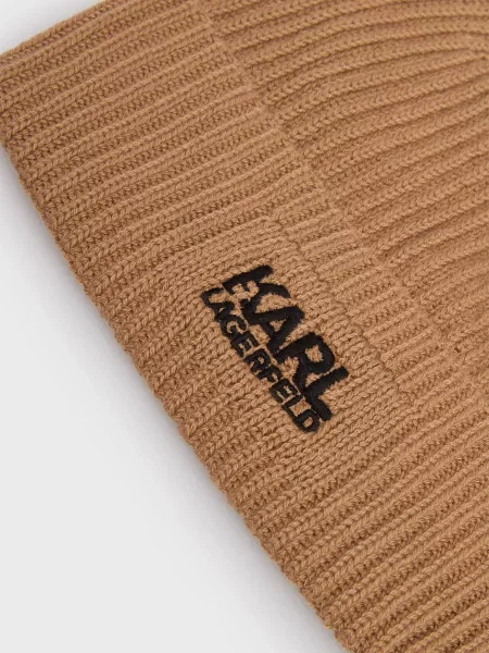 Вовняна шапка Karl Lagerfeld бежева