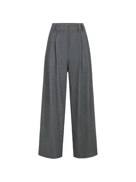 Pantaloni Brunello Cucinelli de lână cu imprimeu tropical gri