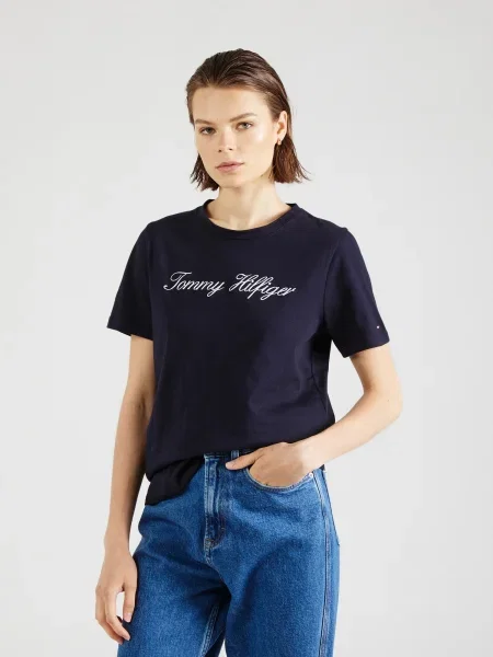 Tommy Hilfiger Majica Script Mornarsko Regular Fit modra