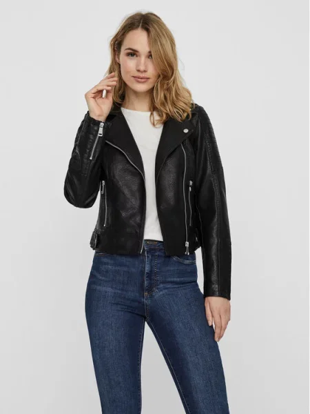 Vero Moda Яке от имитация на кожа Kerri черен