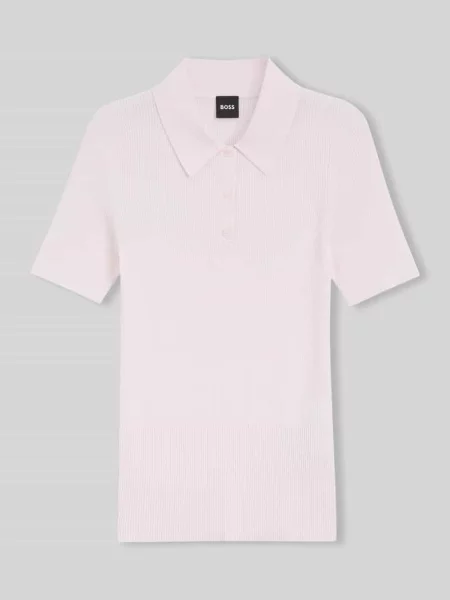Koszulka polo krój slim fit z prążkowanej dzianiny Boss różowa