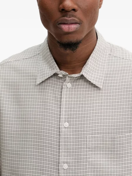 Cămașă Samsøe Samsøe în carouri lungă gri