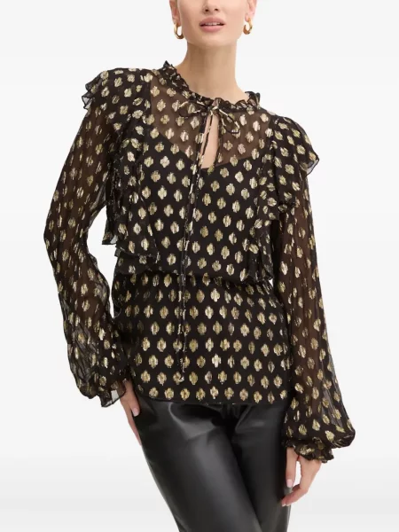 Bluză Never Fully Dressed cu imagine cu imprimeu geometric negru