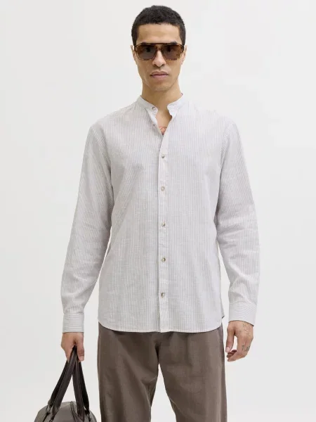 Jack & Jones Koszula z domieszką lnu Mężczyźni Regular Fit len M beżowy