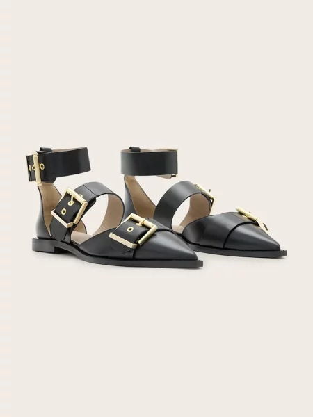 Шкіряні балетки AllSaints Sutton Shoe чорний