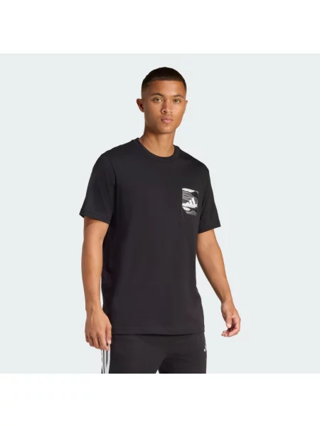 CAMO WOVEN POCKET GRAPHIC T-SHIRT czarna