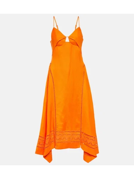 Lanena midi obleka Simkhai oranžna