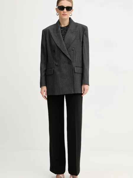 Вовняний піджак Marella двобортний меланж сірий