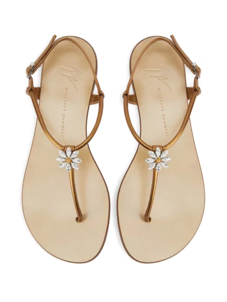 Sandale Giuseppe Zanotti cu model floral de cristal maro
