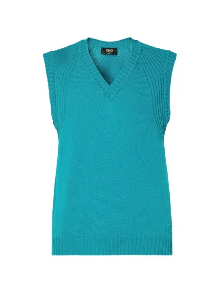 Vestă Fendi cu decolteu în V albastru