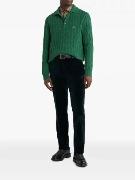 Tricou polo Etro din cașmir verde