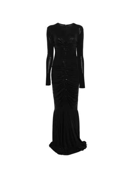 Rochie maxi Norma Kamali cu volane lungă de costum negru